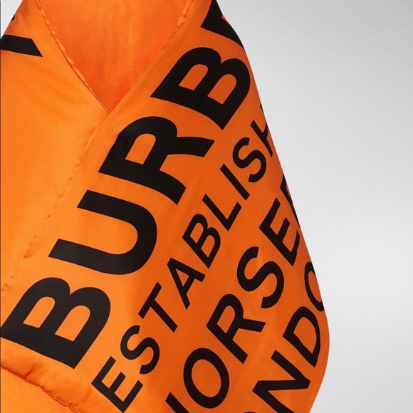 100%AUTHENTIC NEW W/TAGS BURBERRY JUMBO PADDED-PUFFER SCARF - BRIGHT ORANGE SILK - Picture 4 of 10